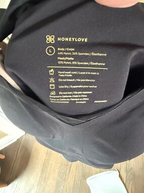 Honeylove Black Stretch Shapewear Top with Gold Logo Print